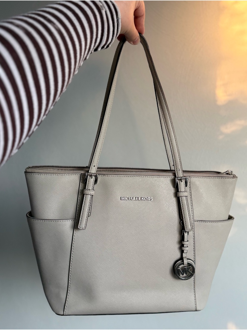 Michael Kors Light Gray Saffiano Leather Tote